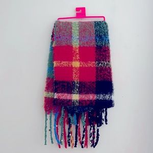Betsey Johnson Plaid Fringed Blanket Wrap NWT